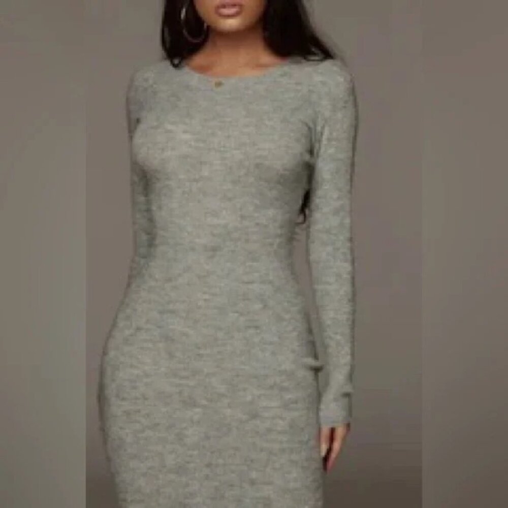 NWT JLux Label Grey Nic Sweater Dress - Small